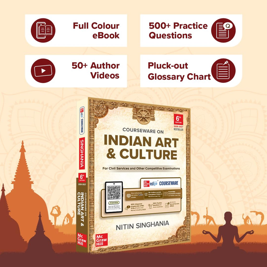 Indian Art and Culture Courseware by Nitin Singhania (IAS), 6e | UPSC CSE 2026 | 400+ Solved PYQs (2013-2025), 500+ CBT-Based Practice Questions & 50+ Author Videos
