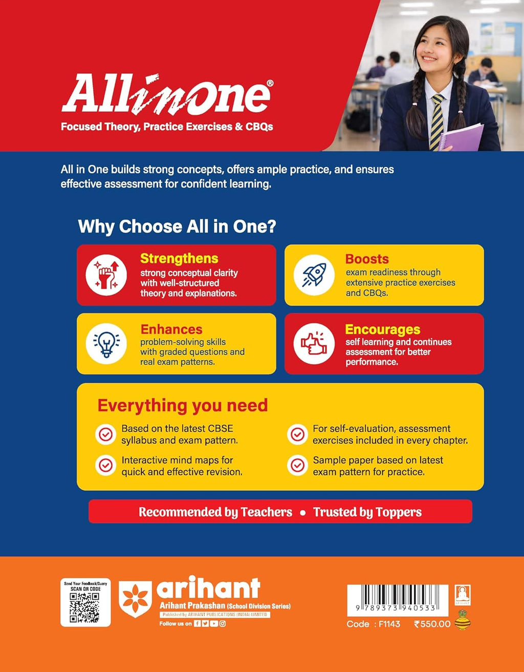 Arihant All in One Mathematics Class 10 for CBSE Exam 2026-27 | NCERT Based Complete Theory, Practice Exercises, CBQs, A-R, Sample Papers & Mind Maps | Revised Edition as per Latest Syllabus