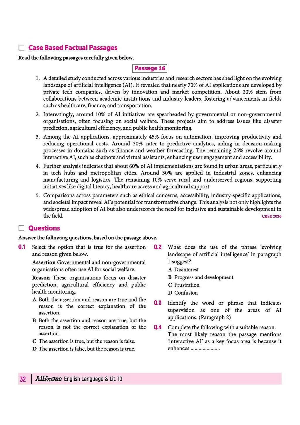Arihant All in One English Language & Literature Class 10 for CBSE Exam 2026-27 | NCERT Based Complete Theory, Practice Exercises, CBQs, A-R,Sample Papers & Mind Maps | Revised Edition Latest Syllabus