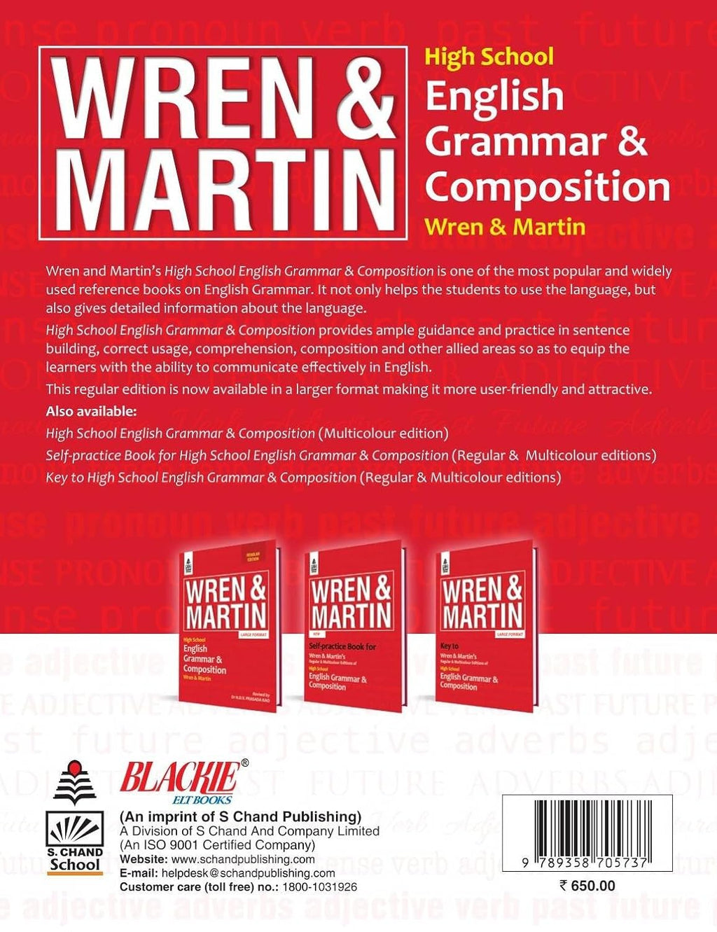 Wren & Martin's High School English Grammar & Composition – Regular Edition (2026 – 2027) | Updated English Grammar Rules, Exercises, Writing Skills, Vocabulary, Essays, Letters & Comprehension