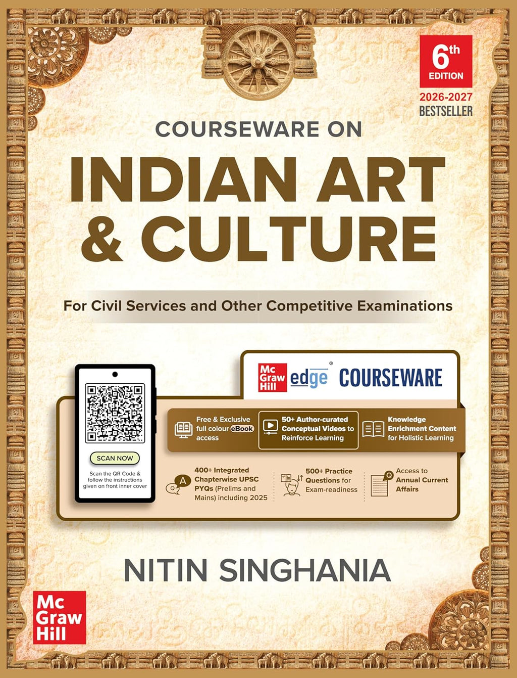 Indian Art and Culture Courseware by Nitin Singhania (IAS), 6e | UPSC CSE 2026 | 400+ Solved PYQs (2013-2025), 500+ CBT-Based Practice Questions & 50+ Author Videos