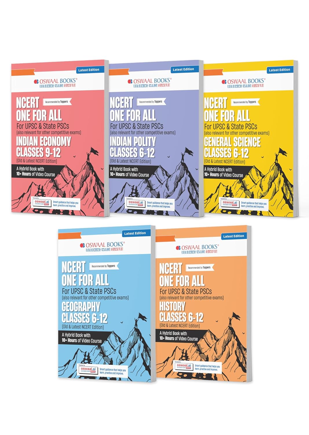 Oswaal NCERT One for All Book For UPSC and State PSCs History, Geography, General Science, Indian Polity and Indian Economy (Set of 5 Books) Old and New NCERT Edition, Latest Edition