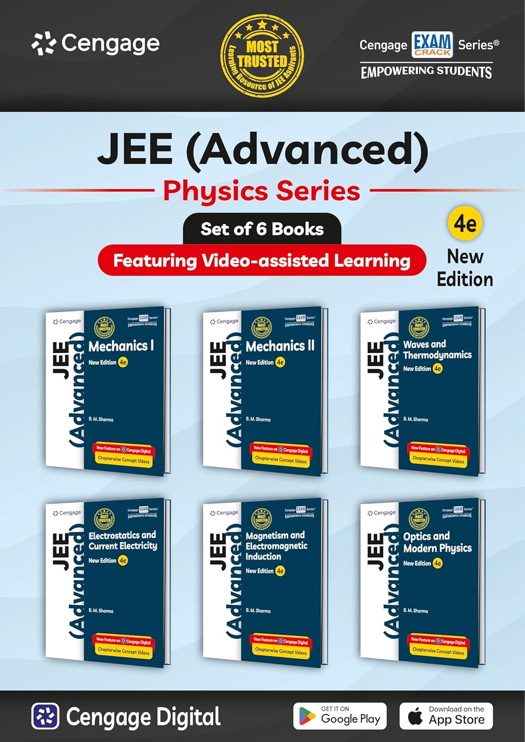 Cengage Physics Combo for JEE Advanced: Mechanics I & II + Waves + Electrostatics + Magnetism + Optics Set of 6 Books with Chapterwise Concept Videos & Online Assessments