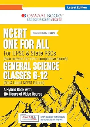 Oswaal NCERT One For All Book for UPSC & State PSCs | General Science Classes 6-12 (Old & New NCERT Edition) Latest Edition