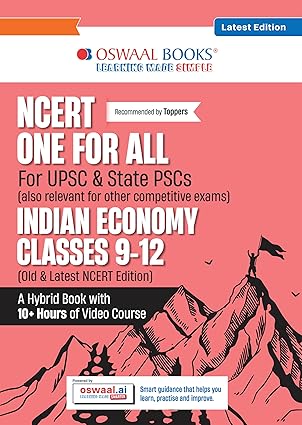 Oswaal NCERT One For All Book for UPSC & State PSCs | Indian Economy Classes 9-12 (Old & New NCERT Edition)